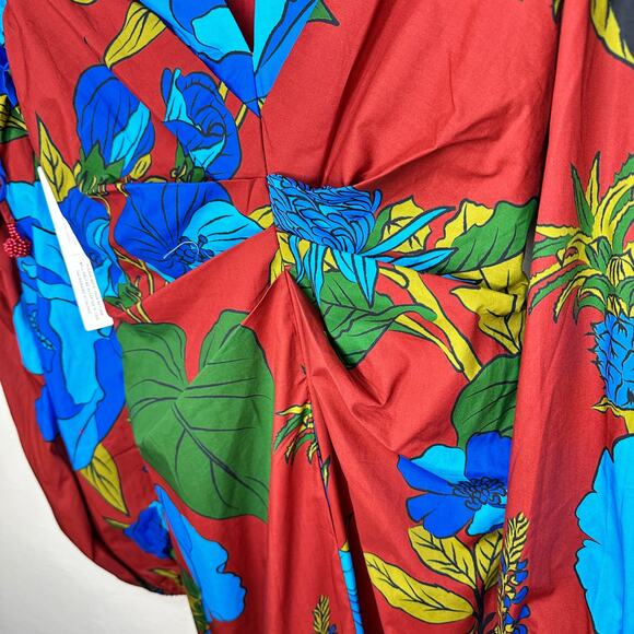 NWT Anthropologie Farm Rio Long Sleeve Floral V Neck Cut Out Midi Dress XXS - Picture 5 of 16